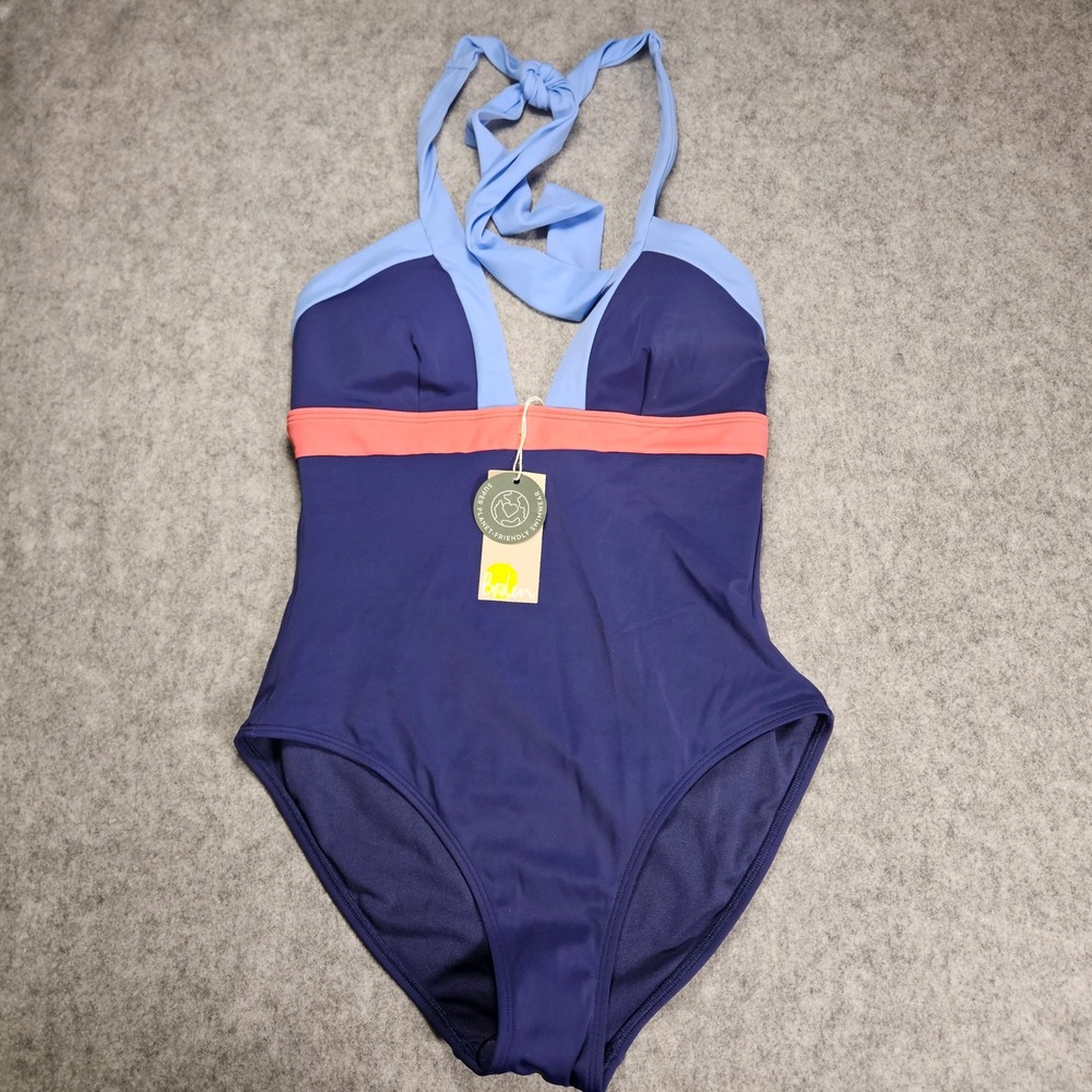 NWT Boden Womens Ithaca Colorblock Halter One Piece Swimsuit Vacation Sz US 6R